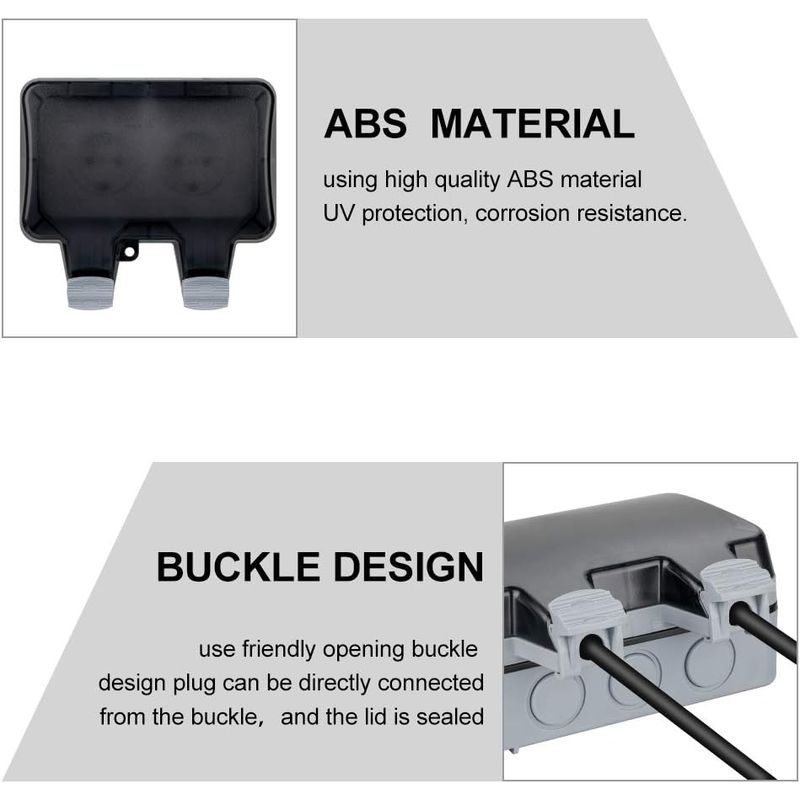 Casa si Gradina - Electrice - Prize - Priza dubla pentru exterior, montare la suprafata, rezistenta la intemperii si praf, Policarbonat, Gri/Alb - Infinity.ro