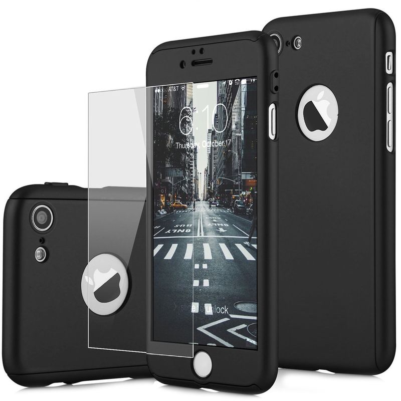 Laptop, Telefoane si Tablete - Telefoane mobile si accesorii - Accesorii Telefoane - Huse telefoane - Husa telefon Iphone 6/6S Plus ofera protectie 360° Ultrasubtire + Folie Sticla Securizata - Black - Infinity.ro
