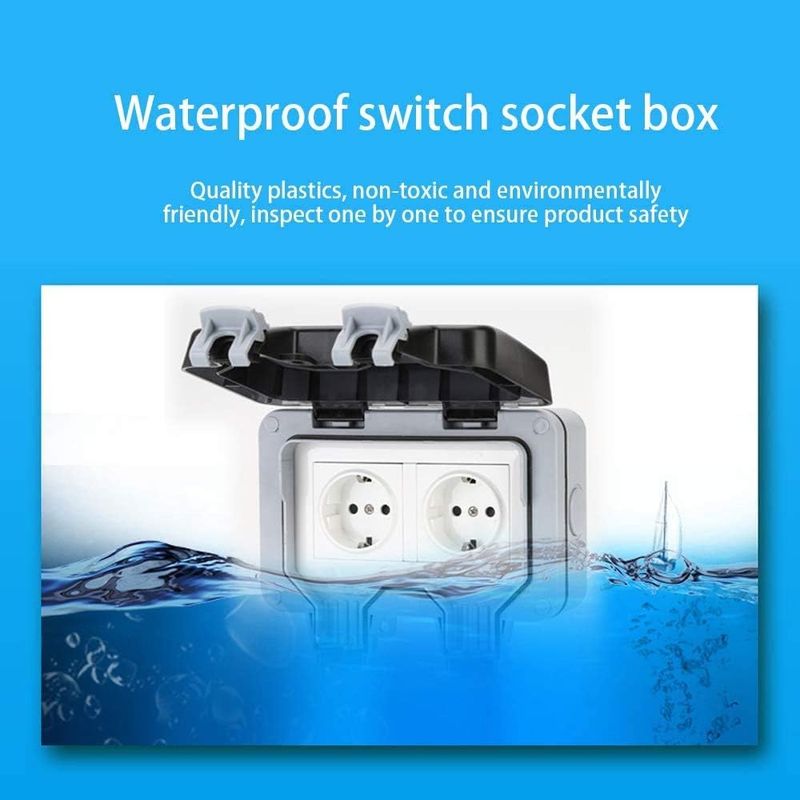 Casa si Gradina - Electrice - Prize - Priza dubla, Policarbonat, Pentru exterior, Rezistenta la apa, Gri/Alb - Infinity.ro