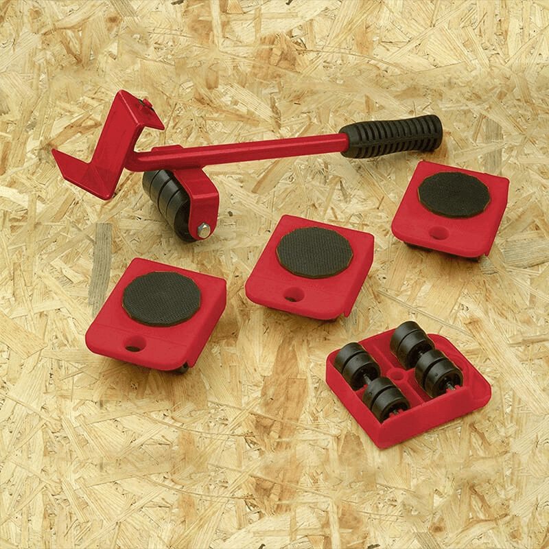 Casa si Gradina - Mobilier - Feronerie si accesorii mobila - Kit pentru transportat mobila SYNO, 5 piese, cu role, Maximul de greutate 150kg, Rosu - Infinity.ro