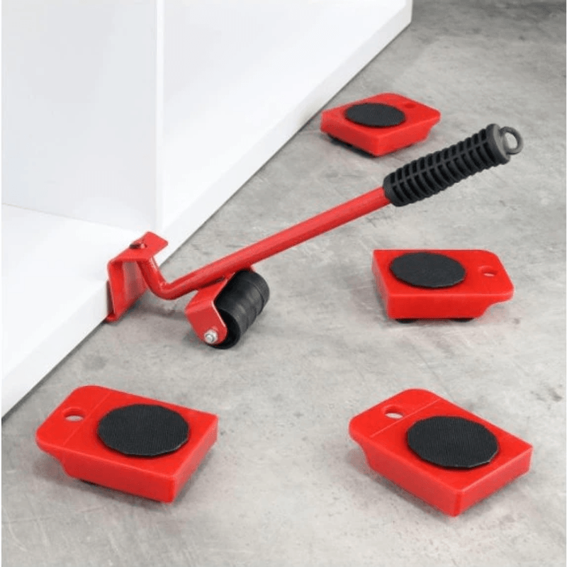 Casa si Gradina - Mobilier - Feronerie si accesorii mobila - Kit pentru transportat mobila SYNO, 5 piese, cu role, Maximul de greutate 150kg, Rosu - Infinity.ro