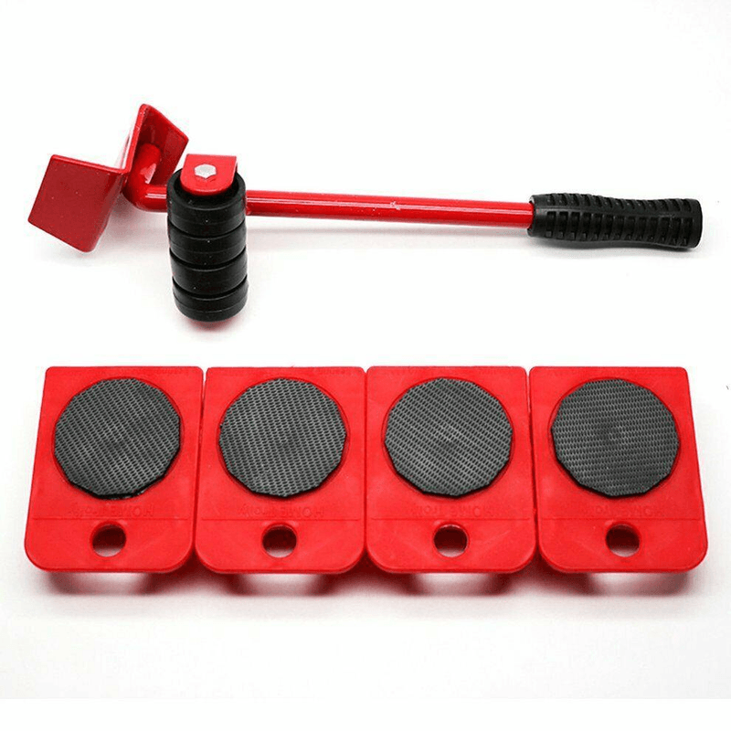 Casa si Gradina - Mobilier - Feronerie si accesorii mobila - Kit pentru transportat mobila SYNO, 5 piese, cu role, Maximul de greutate 150kg, Rosu - Infinity.ro