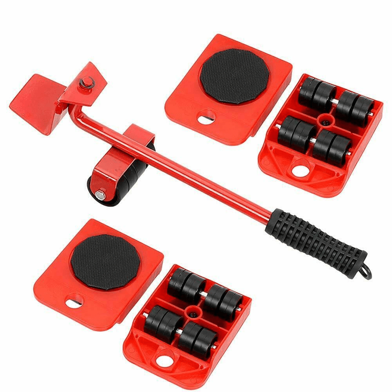 Casa si Gradina - Mobilier - Feronerie si accesorii mobila - Kit pentru transportat mobila SYNO, 5 piese, cu role, Maximul de greutate 150kg, Rosu - Infinity.ro