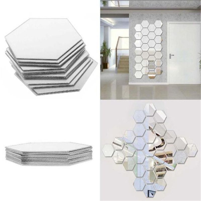 Casa si Gradina - Decoratiuni - Oglinzi - Set Oglinzi Decorative Acrilice Design Hexagon Silver XL Size - MyStyle® Luxury Home 6 bucati - Infinity.ro