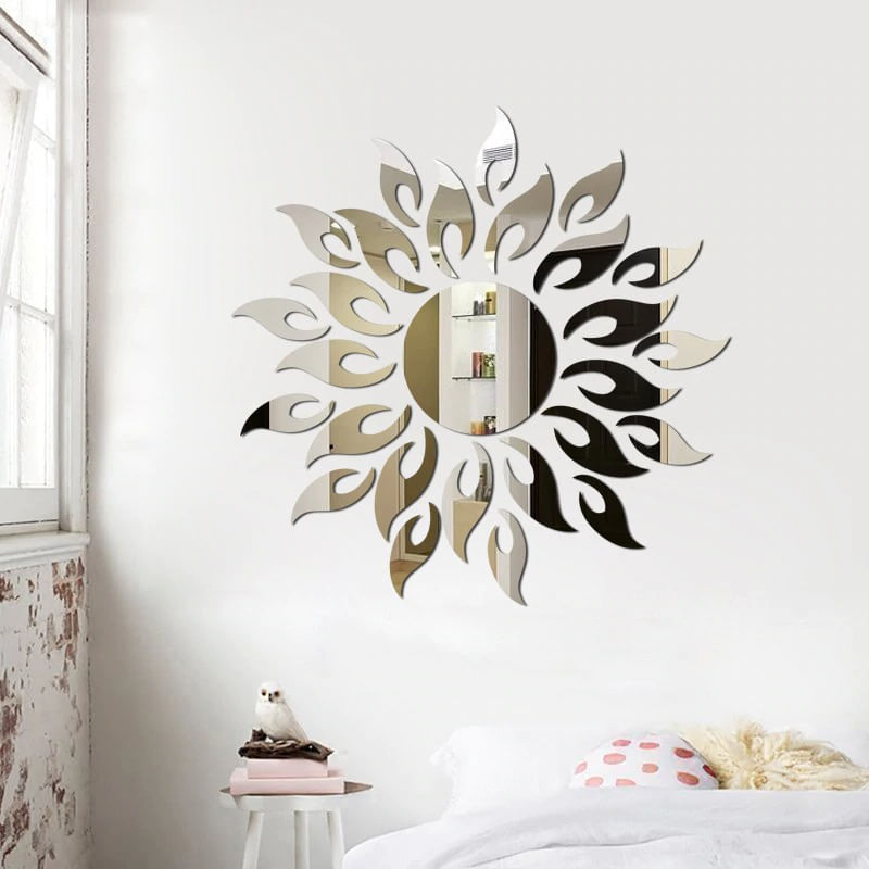 Casa si Gradina - Decoratiuni - Oglinzi - Set Oglinzi Decorative Acrilice 3D SILVER SUNFLOWER Luxury Home 27 bucati MyStyle® - Infinity.ro