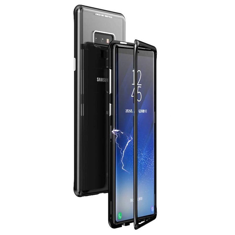 Laptop, Telefoane si Tablete - Telefoane mobile si accesorii - Accesorii Telefoane - Huse telefoane - Husa magnetica din sticla cu rama metalica compatibila cu Samsung Note 9 Negru - Infinity.ro