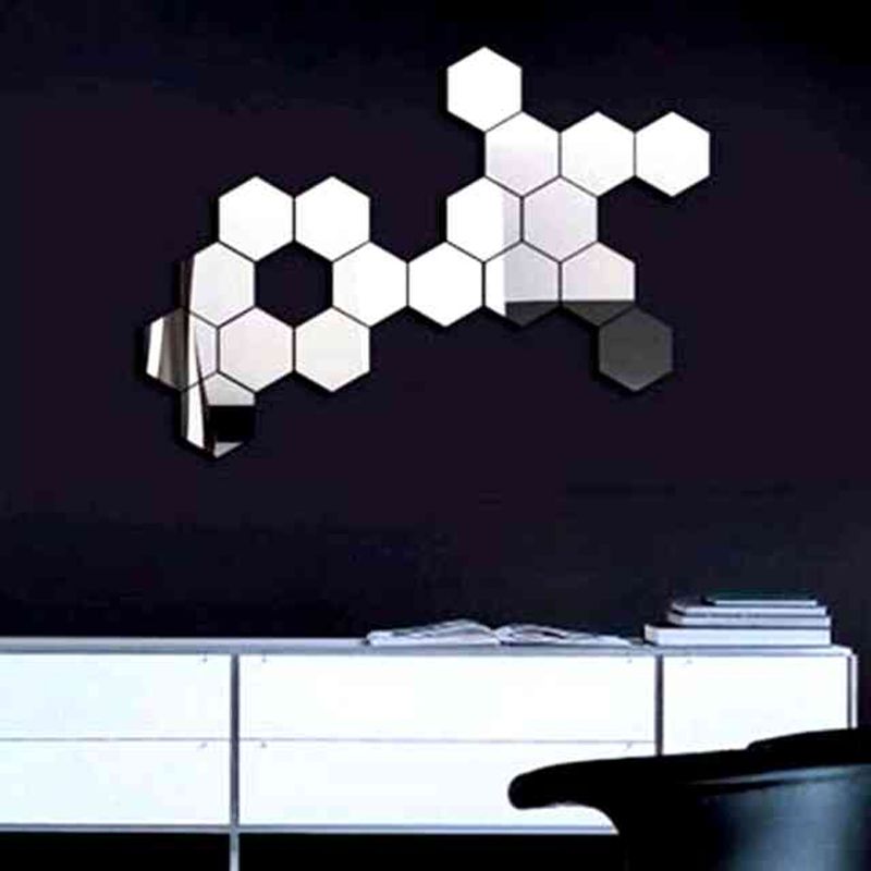 Casa si Gradina - Decoratiuni - Oglinzi - Set Oglinzi Decorative Acrilice Design Hexagon Silver XXL Size - MyStyle® Luxury Home 6 bucatI - Infinity.ro
