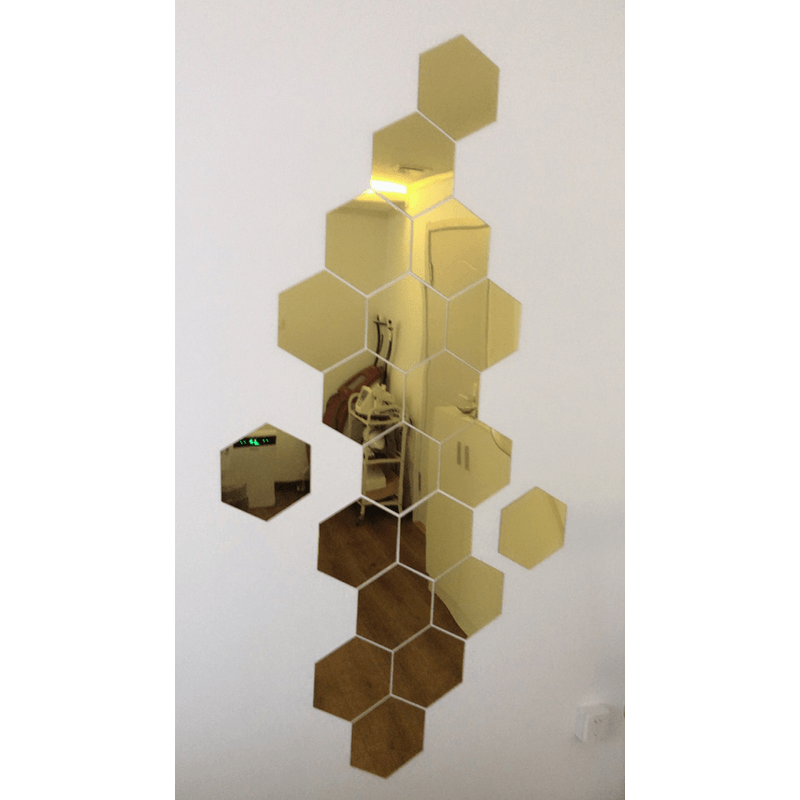 Casa si Gradina - Decoratiuni - Oglinzi - SET Oglinzi Decorative Acrilice Design Hexagon Gold - MyStyle Luxury Home 24 bucati/set - Infinity.ro
