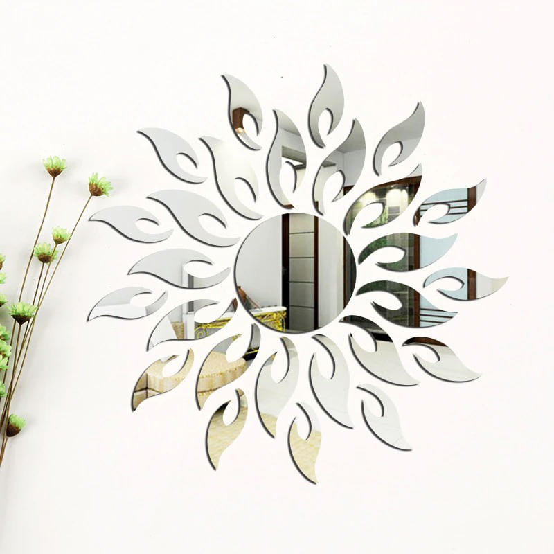 Casa si Gradina - Decoratiuni - Oglinzi - Set Oglinzi Decorative Acrilice 3D SILVER SUNFLOWER Luxury Home 27 bucati MyStyle® - Infinity.ro