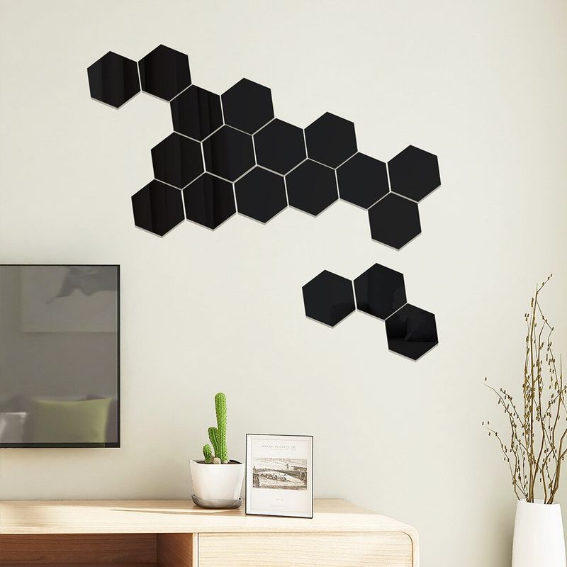 Casa si Gradina - Decoratiuni - Oglinzi - Set Oglinzi Decorative Hexagon M Black Luxury Home 12 bucati - Infinity.ro