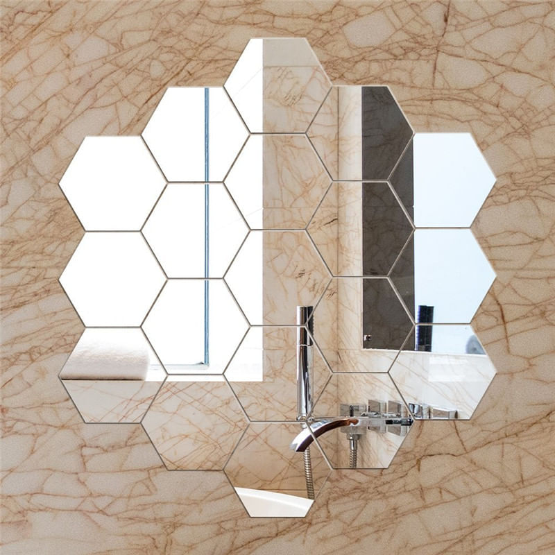 Casa si Gradina - Decoratiuni - Oglinzi - Set Oglinzi Design Hexagon - Oglinzi Decorative Acrilice Cristal - Diamant - MyStyle Luxury Home 10 bucati/set - Infinity.ro