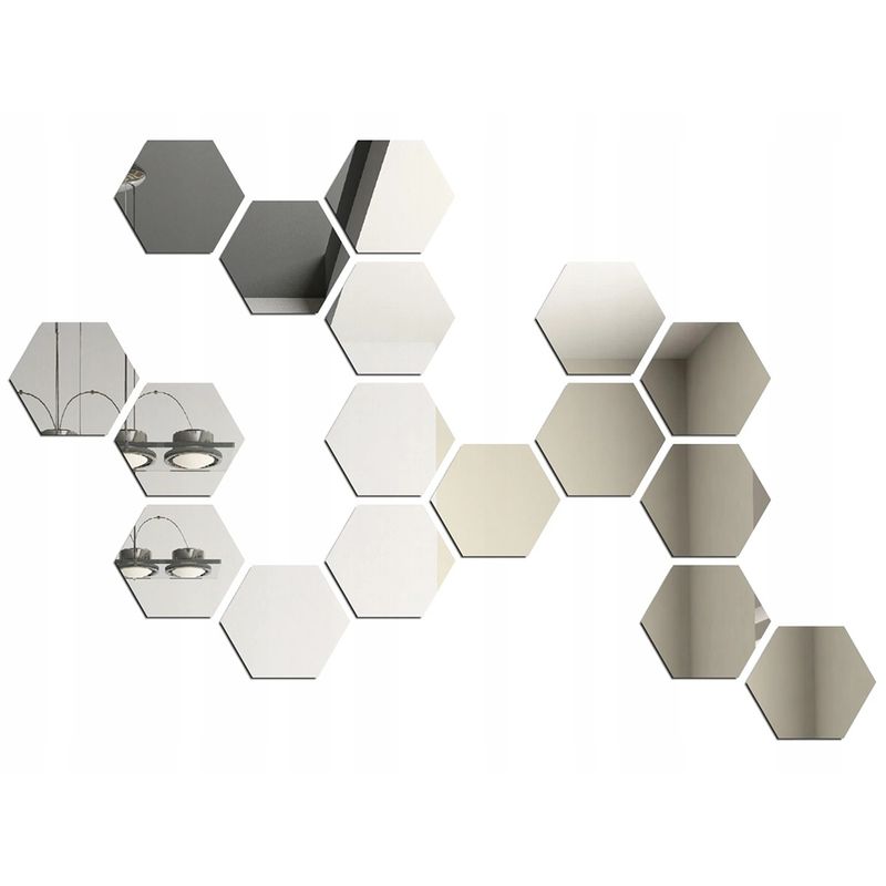 Casa si Gradina - Decoratiuni - Oglinzi - Set Oglinzi Decorative Acrilice Design Hexagon Silver XL Size - MyStyle® Luxury Home 6 bucati - Infinity.ro