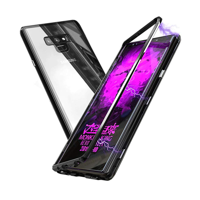 Laptop, Telefoane si Tablete - Telefoane mobile si accesorii - Accesorii Telefoane - Huse telefoane - Husa magnetica din sticla cu rama metalica compatibila cu Samsung Note 9 Negru - Infinity.ro
