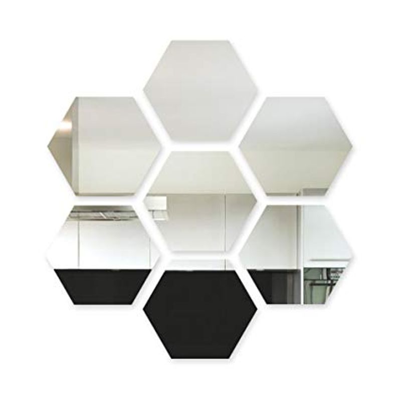 Casa si Gradina - Decoratiuni - Oglinzi - Set Oglinzi Design Hexagon - Oglinzi Decorative Acrilice Silver MyStyle Luxury Home 10 bucati/set 12-14 cm - Infinity.ro