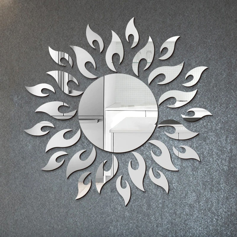 Casa si Gradina - Decoratiuni - Oglinzi - Set Oglinzi Decorative Acrilice 3D SILVER SUNFLOWER Luxury Home 27 bucati MyStyle® - Infinity.ro