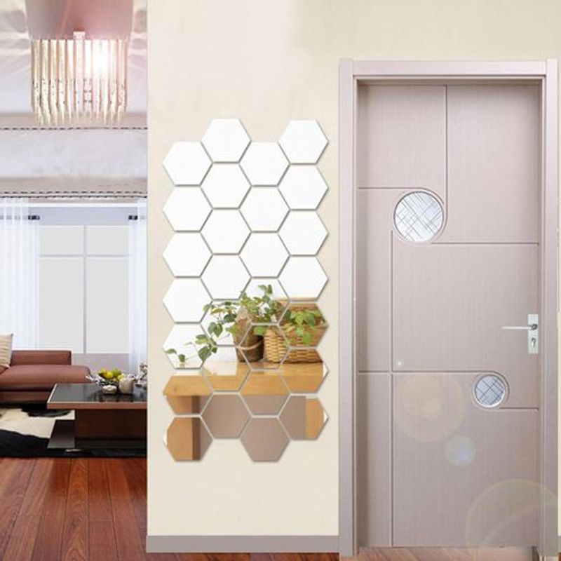 Casa si Gradina - Decoratiuni - Oglinzi - Set Oglinzi Decorative Acrilice Design Hexagon Silver XXL Size - MyStyle® Luxury Home 6 bucatI - Infinity.ro