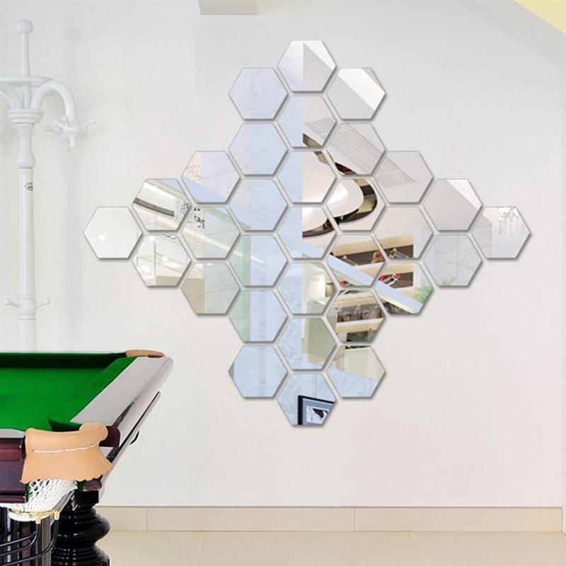 Casa si Gradina - Decoratiuni - Oglinzi - Set Oglinzi Design Hexagon - Oglinzi Decorative Acrilice Silver MyStyle Luxury Home 10 bucati/set 12-14 cm - Infinity.ro