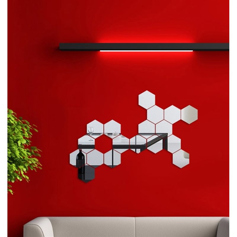 Casa si Gradina - Decoratiuni - Oglinzi - Set Oglinzi Design Hexagon - Oglinzi Decorative Acrilice Cristal - Diamant - MyStyle Luxury Home 10 bucati/set - Infinity.ro