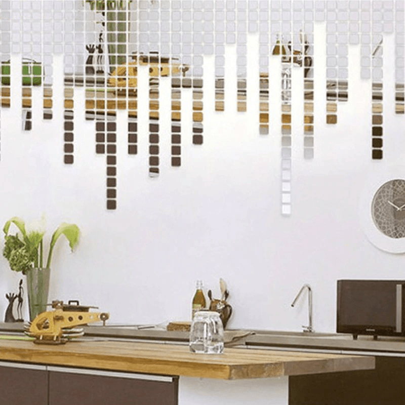 Casa si Gradina - Decoratiuni - Oglinzi - Set Oglinzi Design Patrat 4/4 cm - Decorative Acrilice Silver 500 bucati/set - Infinity.ro