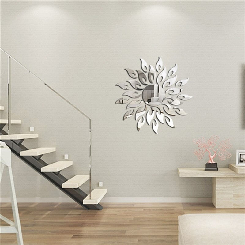 Casa si Gradina - Decoratiuni - Oglinzi - Set Oglinzi Decorative Acrilice 3D SILVER SUNFLOWER Luxury Home 27 bucati MyStyle® - Infinity.ro