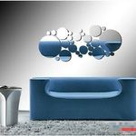 Casa si Gradina - Decoratiuni - Stickere decorative - Set 30 autocolante de perete, GOGOU, pentru decorarea casei, 2.9cm pana la 15cm diametru, Oglinda, Argintiu - Infinity.ro