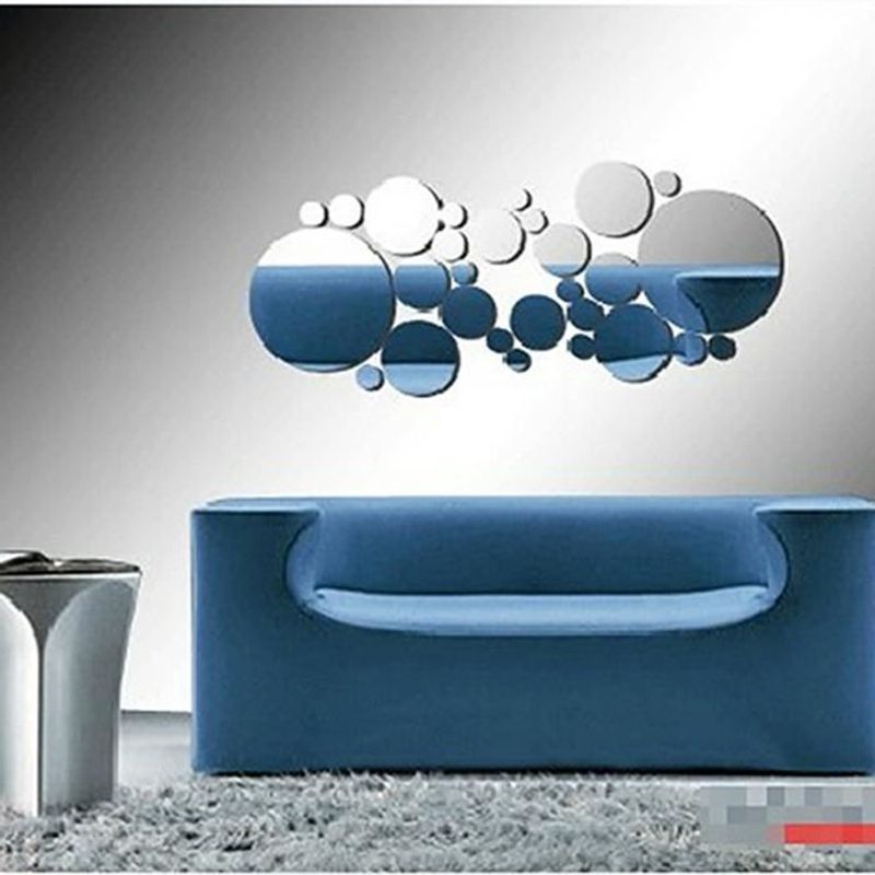 Casa si Gradina - Decoratiuni - Stickere decorative - Set 30 autocolante de perete, GOGOU, pentru decorarea casei, 2.9cm pana la 15cm diametru, Oglinda, Argintiu - Infinity.ro