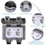 Casa si Gradina - Electrice - Prize - Priza dubla, impermeabila IP66, cu capac de protectie, accesorii instalare, 110 x 81 x 168 mm, alb/gri - Infinity.ro