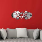 Casa si Gradina - Decoratiuni - Stickere decorative - Set 30 autocolante de perete, GOGOU, pentru decorarea casei, 2.9cm pana la 15cm diametru, Oglinda, Argintiu - Infinity.ro