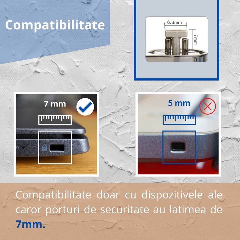 Laptop, Telefoane si Tablete - Telefoane mobile si accesorii - Accesorii Telefoane - Cabluri si adaptoare telefoane - Cablu de securitate cu cifru, oscilatie 90°, lock 6.3 mm, forma T, pentru laptop, accesorii birou, Gri Inchis - Infinity.ro