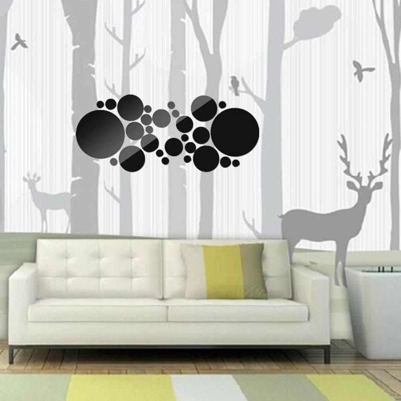 Casa si Gradina - Decoratiuni - Oglinzi - Set 31 Oglinzi Acrilice din PVC, Autoadezive pentru Decorarea Peretilor, Sfere Negre - Infinity.ro