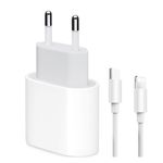 Laptop, Telefoane si Tablete - Telefoane mobile si accesorii - Accesorii Telefoane - Incarcatoare telefoane - Kit de incarcator rapid PD20W, Margot, compatibil cu iPhone14/13/12/11, USB-C, 1M, alb - Infinity.ro