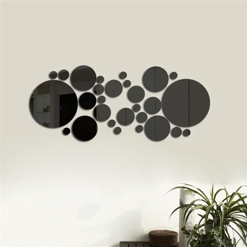 Casa si Gradina - Decoratiuni - Oglinzi - Set 31 Oglinzi Acrilice din PVC, Autoadezive pentru Decorarea Peretilor, Sfere Negre - Infinity.ro