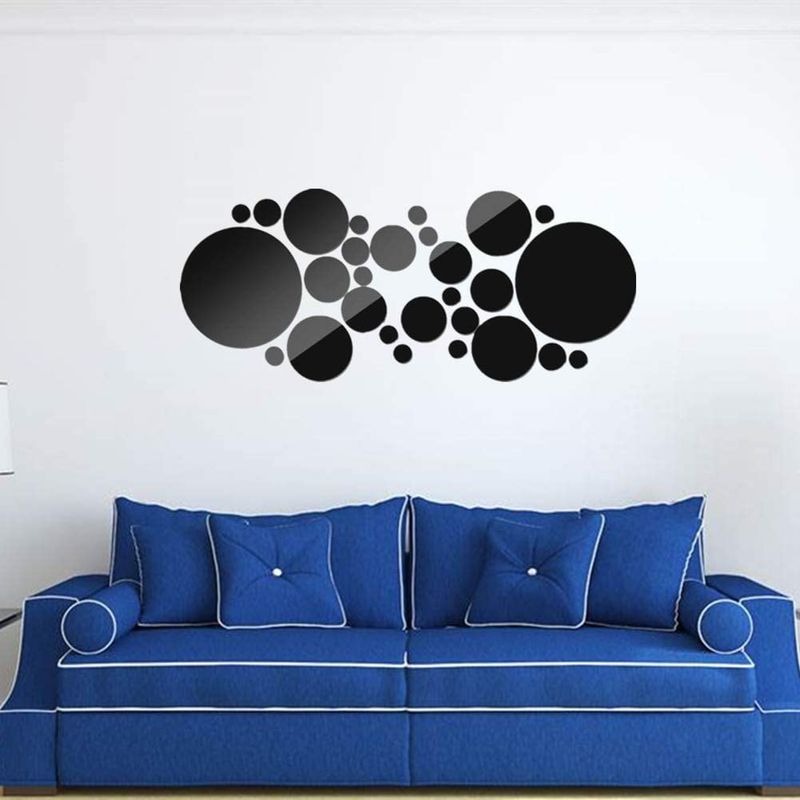 Casa si Gradina - Decoratiuni - Oglinzi - Set 31 Oglinzi Acrilice din PVC, Autoadezive pentru Decorarea Peretilor, Sfere Negre - Infinity.ro