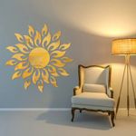 Casa si Gradina - Decoratiuni - Oglinzi - Set 27 Oglinzi Acrilice din PVC, Autoadezive pentru Decorare, Soare cu 26 de Raze, Auriu - Infinity.ro