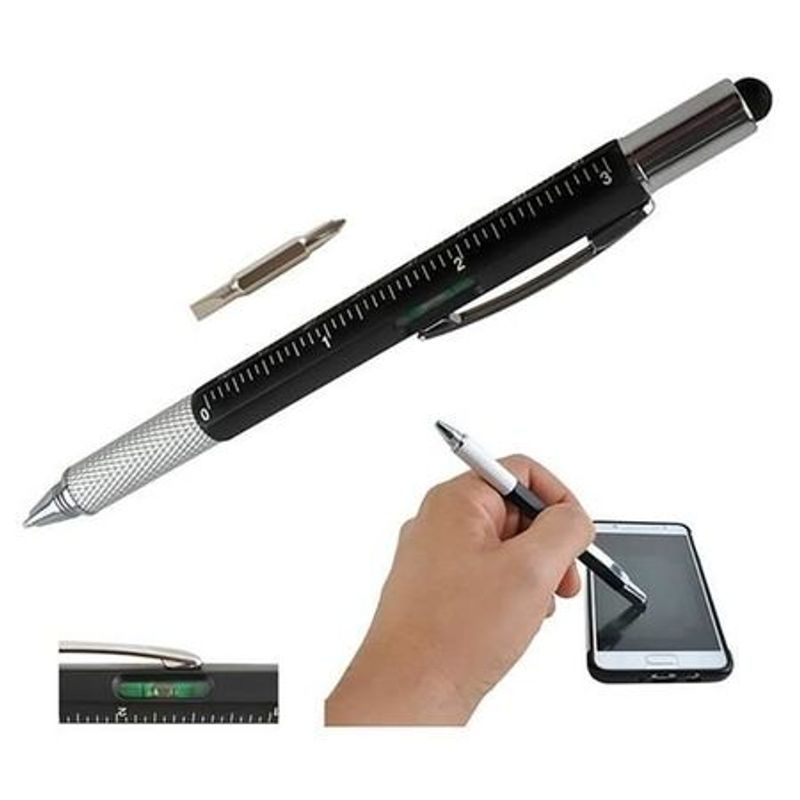 Carti si Birotica - Birotica - Instrumente de scris - Pixuri si stilouri - Pix 6 in1 Multifunctional Rigla, 2 Surubelnite, Touchscreen Pen, Nivela cu Bula - Infinity.ro