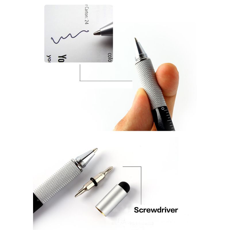 Carti si Birotica - Birotica - Instrumente de scris - Pixuri si stilouri - Pix 6 in1 Multifunctional Rigla, 2 Surubelnite, Touchscreen Pen, Nivela cu Bula - Infinity.ro