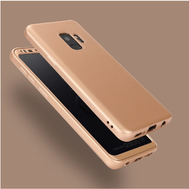 Laptop, Telefoane si Tablete - Telefoane mobile si accesorii - Accesorii Telefoane - Huse telefoane - Husa FullBody Silicon MyStyle Gold pentru Samsung Galaxy S9 acoperire completa 360 grade cu folie de protectie gratis - Infinity.ro