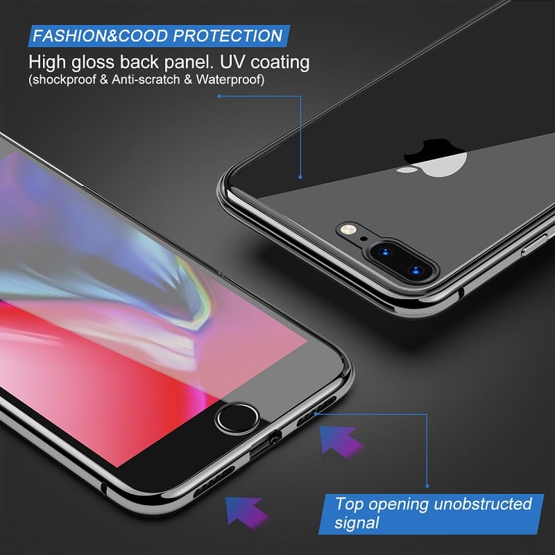 Laptop, Telefoane si Tablete - Telefoane mobile si accesorii - Accesorii Telefoane - Huse telefoane - Husa Magnetic Glass 360° (sticla fata + spate) pentru iPhone 7 Plus, Negru - Infinity.ro