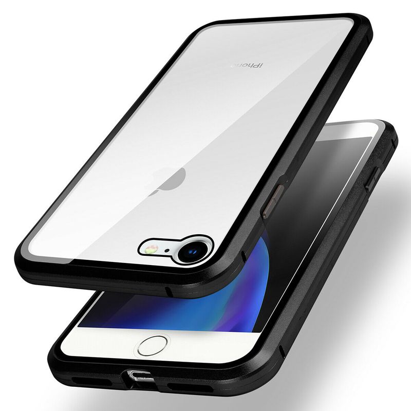 Laptop, Telefoane si Tablete - Telefoane mobile si accesorii - Accesorii Telefoane - Huse telefoane - Husa Magnetic Glass 360° (sticla fata + spate) pentru iPhone 8, Negru - Infinity.ro