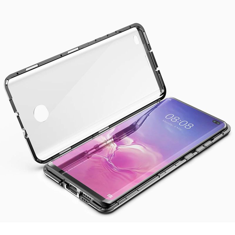 Laptop, Telefoane si Tablete - Telefoane mobile si accesorii - Accesorii Telefoane - Huse telefoane - Husa Magnetic Glass 360° (sticla fata + spate) pentru Samsung Galaxy S10+, Negru - Infinity.ro