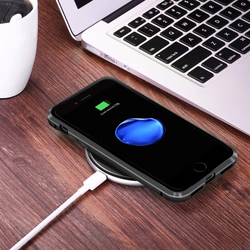 Laptop, Telefoane si Tablete - Telefoane mobile si accesorii - Accesorii Telefoane - Huse telefoane - Husa Magnetic Glass 360° (sticla fata + spate) pentru iPhone 8, Negru - Infinity.ro