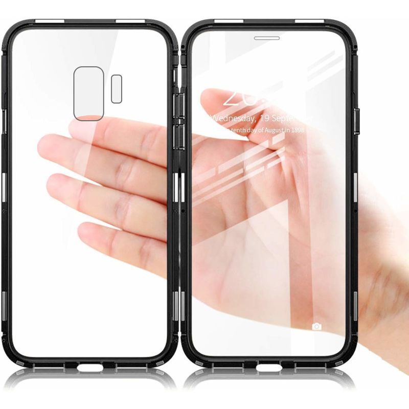 Laptop, Telefoane si Tablete - Telefoane mobile si accesorii - Accesorii Telefoane - Huse telefoane - Husa Magnetic Glass 360° (sticla fata + spate) pentru Samsung Galaxy S9 Plus, Negru - Infinity.ro