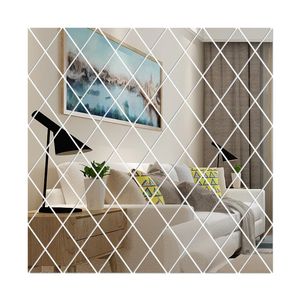 Set 32 Oglinzi Acrilice Diamant Romb Sticker Auto-adeziv Decorativ pentru Baie Living si Bucatarie 50 x 100 cm, MyStyle®