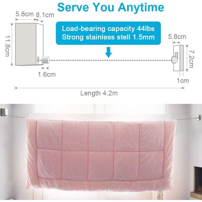 Market - Spalare si intretinere rufe - Uscatoare de rufe si accesorii - Suport de uscare portabil, Otel inoxidabil, 4.2 m, Alb - Infinity.ro