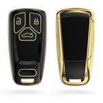 Auto si Moto - Electronice auto - Accesorii electronice auto - Husa Cheie Auto pentru Audi - 3 Butoane - Keyless Go, Silicon, Negru / Gold, 56004.01 - Infinity.ro