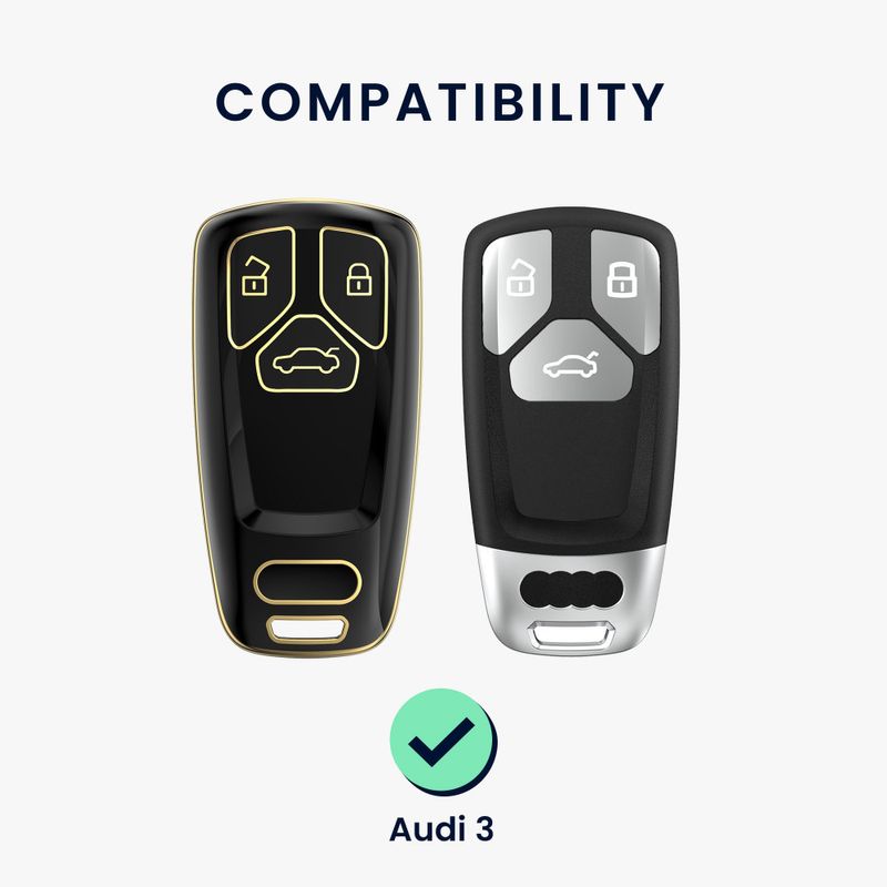 Auto si Moto - Electronice auto - Accesorii electronice auto - Husa Cheie Auto pentru Audi - 3 Butoane - Keyless Go, Silicon, Negru / Gold, 56004.01 - Infinity.ro