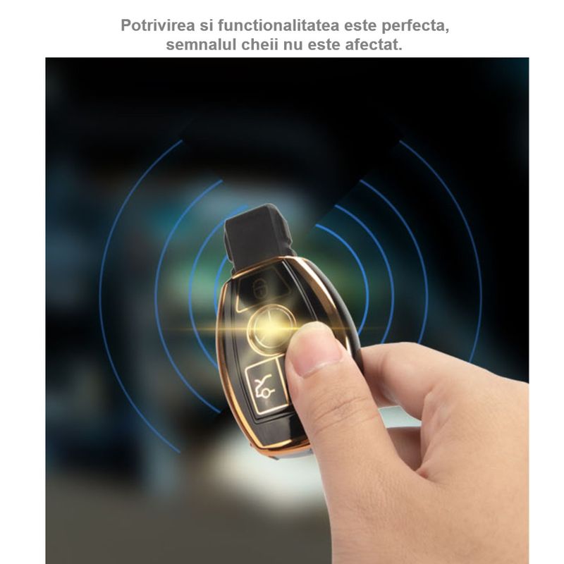 Auto si Moto - Electronice auto - Accesorii electronice auto - Husa de protectie Premium pentru cheie Mercedes-Benz, material TPU de inalta calitate, compatibil cu Mercedes - Infinity.ro