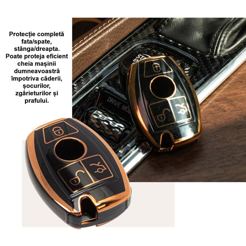 Auto si Moto - Electronice auto - Accesorii electronice auto - Husa de protectie Premium pentru cheie Mercedes-Benz, material TPU de inalta calitate, compatibil cu Mercedes - Infinity.ro