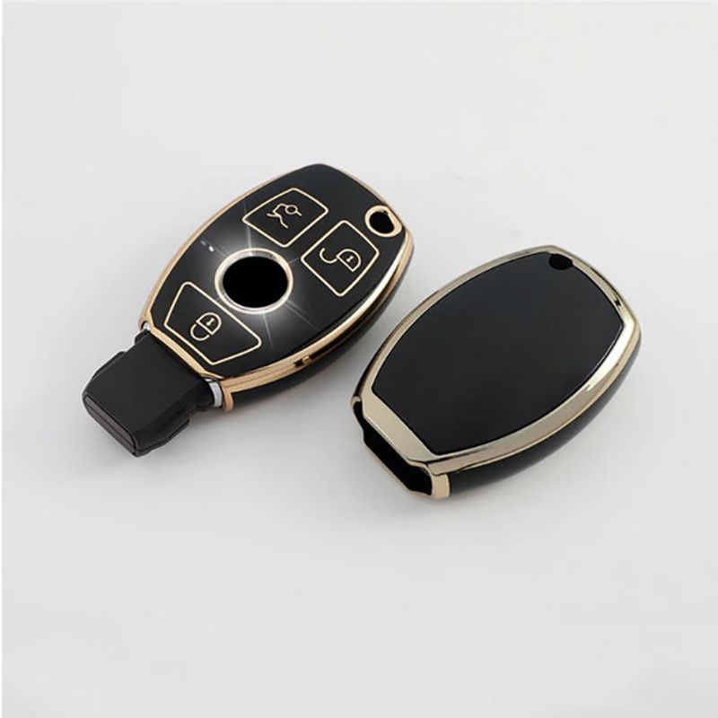 Auto si Moto - Electronice auto - Accesorii electronice auto - Husa negru pentru cheie 3 butoane Mercedes CLA GLC GLA GLK W203 W210 W211 W204 W176 A B C R Class - Infinity.ro