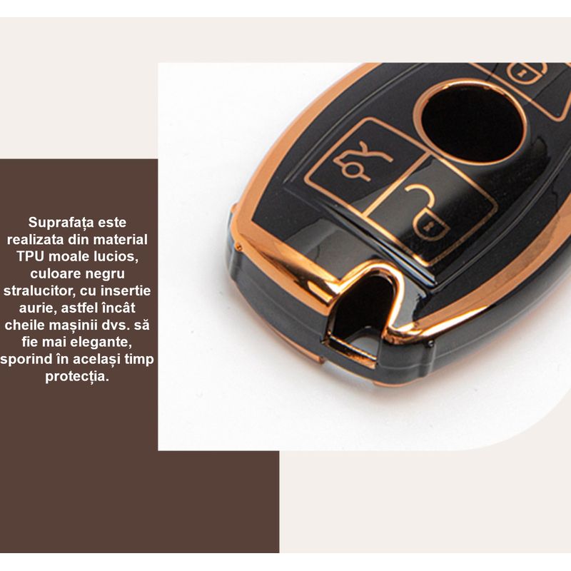 Auto si Moto - Electronice auto - Accesorii electronice auto - Husa de protectie Premium pentru cheie Mercedes-Benz, material TPU de inalta calitate, compatibil cu Mercedes - Infinity.ro